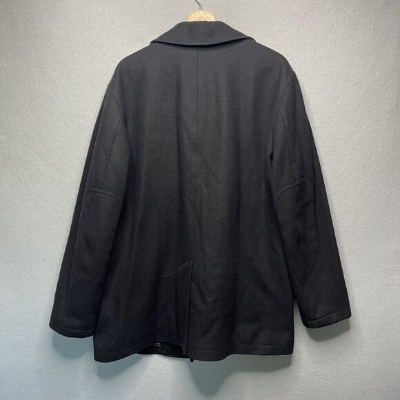 Faconnable Blazer Men's Black Wool Blend Double Breasted Pea Coat M - Picture 7 of 8
